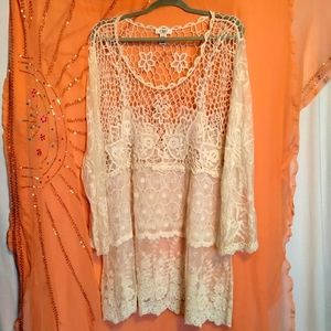 Cato Woman Crochet and Lace Plus Size Top